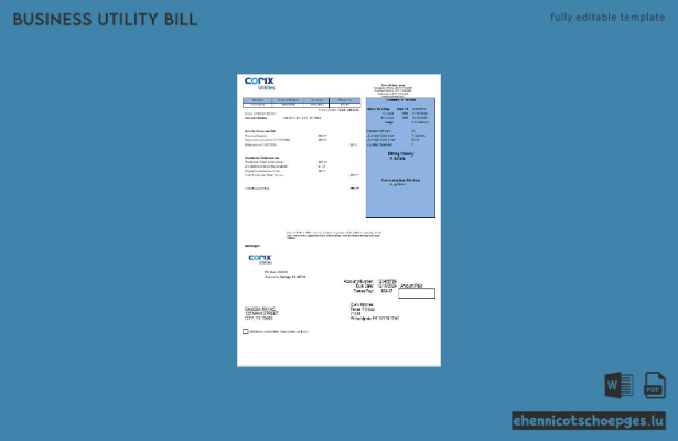 USA Corix Utilities – Beispielrechnung für Geschäftskunden (Vorschau)